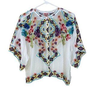 Johnny Was Flora Embroidered Blouse